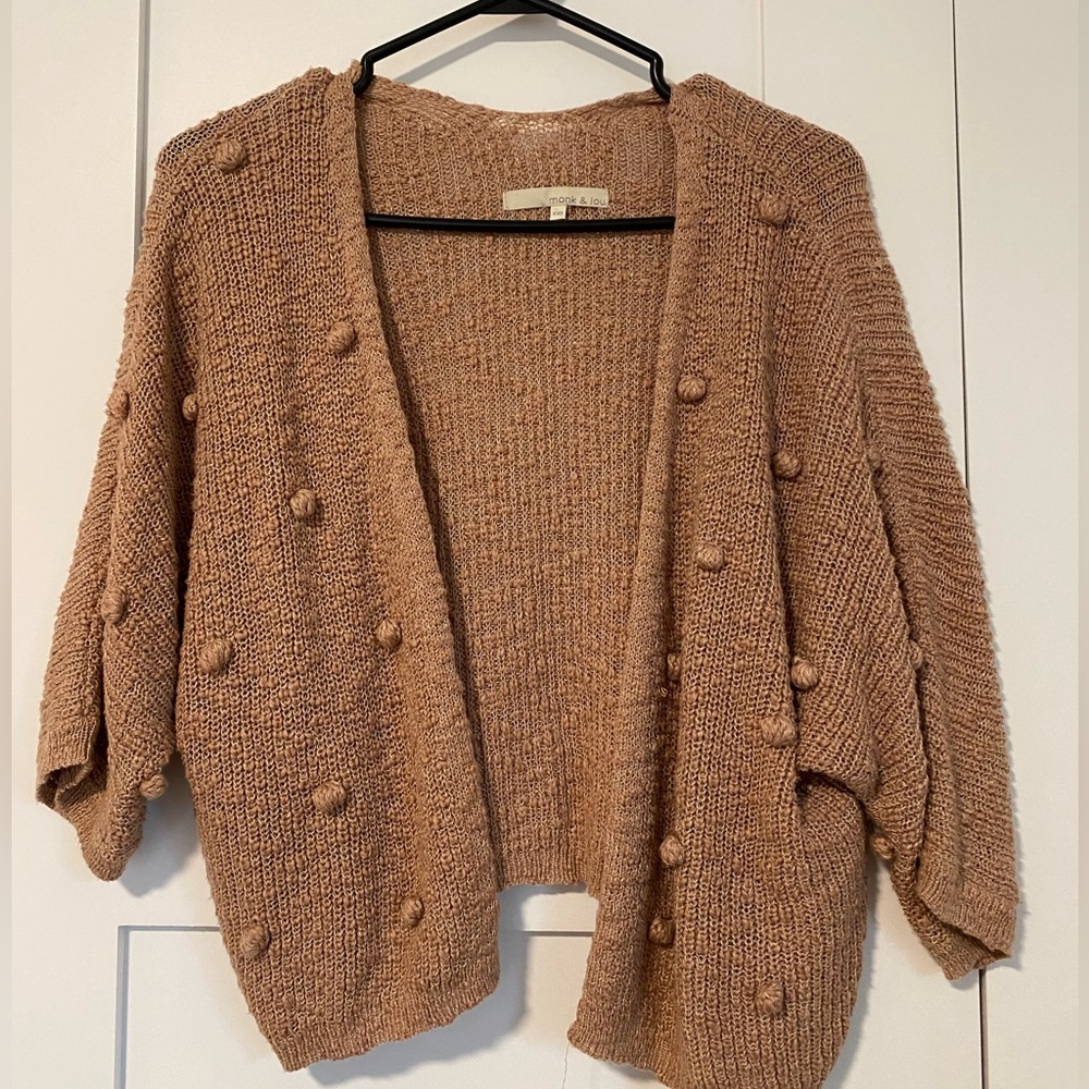 Very cute pom pom cropped cardigan